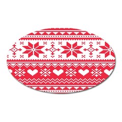 Nordic-seamless-knitted-christmas-pattern-vector Oval Magnet by nateshop