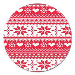 Nordic-seamless-knitted-christmas-pattern-vector Magnet 5  (round) by nateshop