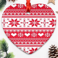 Nordic-seamless-knitted-christmas-pattern-vector Heart Ornament (Two Sides)