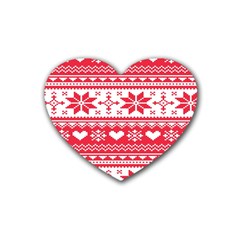 Nordic-seamless-knitted-christmas-pattern-vector Rubber Coaster (Heart)