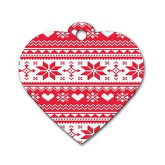 Nordic-seamless-knitted-christmas-pattern-vector Dog Tag Heart (Two Sides)