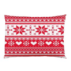 Nordic-seamless-knitted-christmas-pattern-vector Pillow Case by nateshop