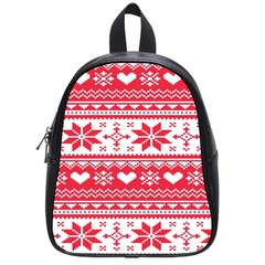 Nordic-seamless-knitted-christmas-pattern-vector School Bag (Small)