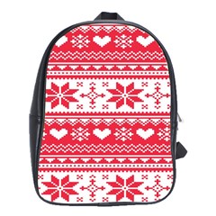 Nordic-seamless-knitted-christmas-pattern-vector School Bag (large) by nateshop