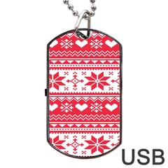 Nordic-seamless-knitted-christmas-pattern-vector Dog Tag USB Flash (Two Sides)