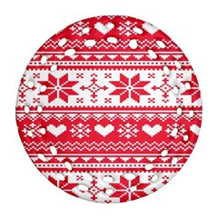 Nordic-seamless-knitted-christmas-pattern-vector Round Filigree Ornament (two Sides) by nateshop