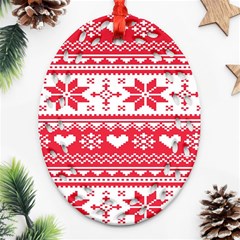 Nordic-seamless-knitted-christmas-pattern-vector Oval Filigree Ornament (Two Sides)