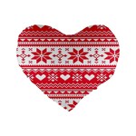 Nordic-seamless-knitted-christmas-pattern-vector Standard 16  Premium Flano Heart Shape Cushions Front