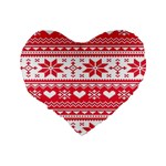 Nordic-seamless-knitted-christmas-pattern-vector Standard 16  Premium Flano Heart Shape Cushions Back