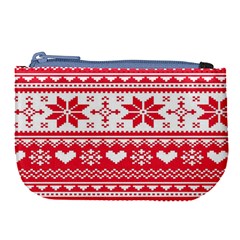 Nordic-seamless-knitted-christmas-pattern-vector Large Coin Purse by nateshop