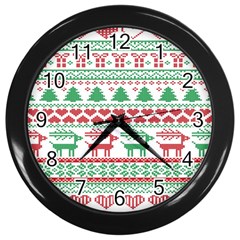 Scandinavian-nordic-christmas-seamless-pattern-vector Wall Clock (black) by nateshop