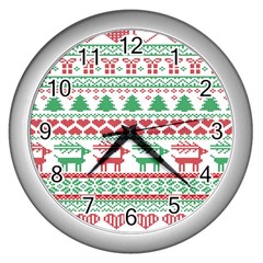 Scandinavian-nordic-christmas-seamless-pattern-vector Wall Clock (silver) by nateshop