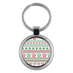 Scandinavian-nordic-christmas-seamless-pattern-vector Key Chain (round) by nateshop