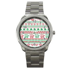 Scandinavian-nordic-christmas-seamless-pattern-vector Sport Metal Watch by nateshop