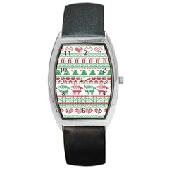 Scandinavian-nordic-christmas-seamless-pattern-vector Barrel Style Metal Watch by nateshop