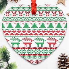 Scandinavian-nordic-christmas-seamless-pattern-vector Heart Ornament (two Sides) by nateshop