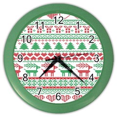 Scandinavian-nordic-christmas-seamless-pattern-vector Color Wall Clock by nateshop