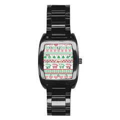 Scandinavian-nordic-christmas-seamless-pattern-vector Stainless Steel Barrel Watch by nateshop