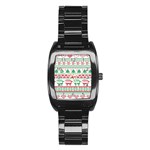 Scandinavian-nordic-christmas-seamless-pattern-vector Stainless Steel Barrel Watch Front