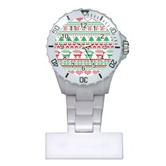 Scandinavian-nordic-christmas-seamless-pattern-vector Plastic Nurses Watch by nateshop