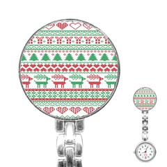 Scandinavian-nordic-christmas-seamless-pattern-vector Stainless Steel Nurses Watch by nateshop