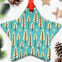 Vector-white-cartoon-trees-pattern Ornament (star) by nateshop