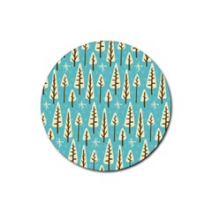 Vector-white-cartoon-trees-pattern Rubber Coaster (round) by nateshop