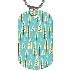 Vector-white-cartoon-trees-pattern Dog Tag (two Sides) by nateshop