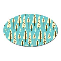 Vector-white-cartoon-trees-pattern Oval Magnet by nateshop