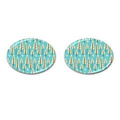 Vector-white-cartoon-trees-pattern Cufflinks (oval) by nateshop