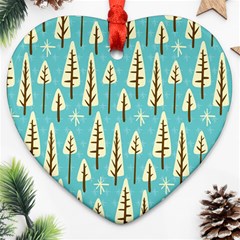 Vector-white-cartoon-trees-pattern Heart Ornament (two Sides) by nateshop