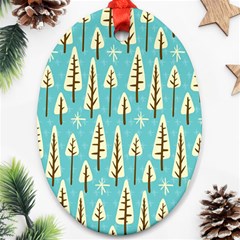 Vector-white-cartoon-trees-pattern Oval Ornament (two Sides) by nateshop