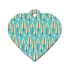 Vector-white-cartoon-trees-pattern Dog Tag Heart (two Sides) by nateshop