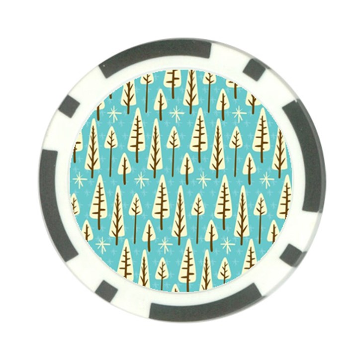 Vector-white-cartoon-trees-pattern Poker Chip Card Guard