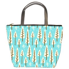 Vector-white-cartoon-trees-pattern Bucket Bag by nateshop