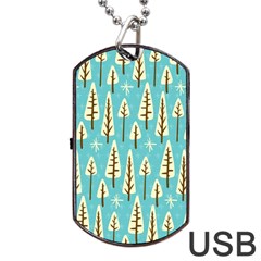 Vector-white-cartoon-trees-pattern Dog Tag Usb Flash (two Sides) by nateshop