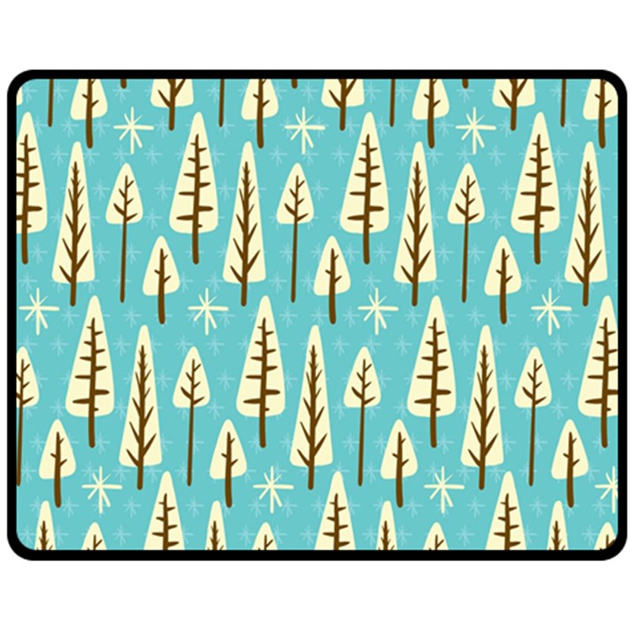 Vector-white-cartoon-trees-pattern Double Sided Fleece Blanket (Medium) 