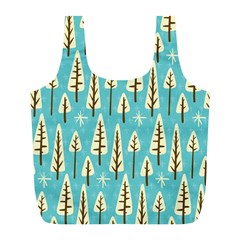 Vector-white-cartoon-trees-pattern Full Print Recycle Bag (l) by nateshop