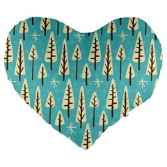 Vector-white-cartoon-trees-pattern Large 19  Premium Flano Heart Shape Cushions by nateshop