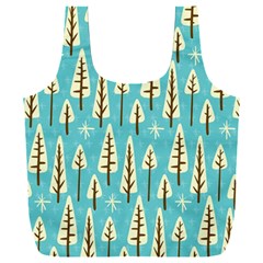 Vector-white-cartoon-trees-pattern Full Print Recycle Bag (xxxl) by nateshop