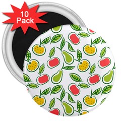 Fruit Fruits Food Illustration Background Pattern 3  Magnets (10 Pack)  by Ravend