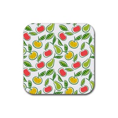 Fruit Fruits Food Illustration Background Pattern Rubber Coaster (square) by Ravend