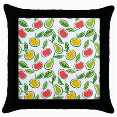 Fruit Fruits Food Illustration Background Pattern Throw Pillow Case (black) by Ravend