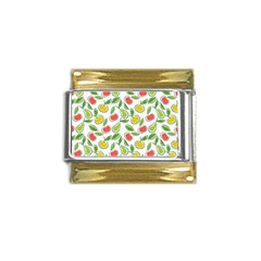 Fruit Fruits Food Illustration Background Pattern Gold Trim Italian Charm (9mm)