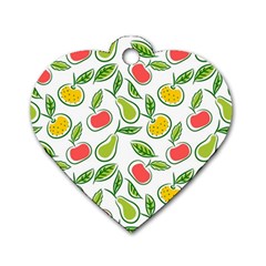 Fruit Fruits Food Illustration Background Pattern Dog Tag Heart (one Side) by Ravend