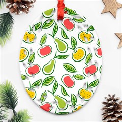 Fruit Fruits Food Illustration Background Pattern Oval Filigree Ornament (two Sides)