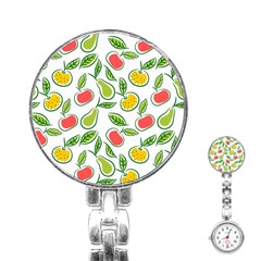 Fruit Fruits Food Illustration Background Pattern Stainless Steel Nurses Watch by Ravend