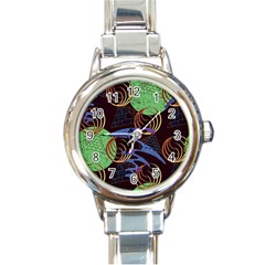 Pyramid Sphere Colorful Background Round Italian Charm Watch by Ravend