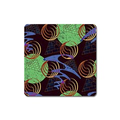 Pyramid Sphere Colorful Background Square Magnet by Ravend