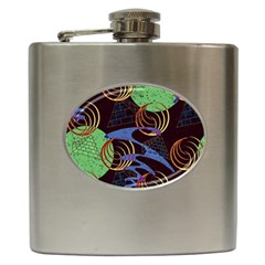 Pyramid Sphere Colorful Background Hip Flask (6 Oz) by Ravend